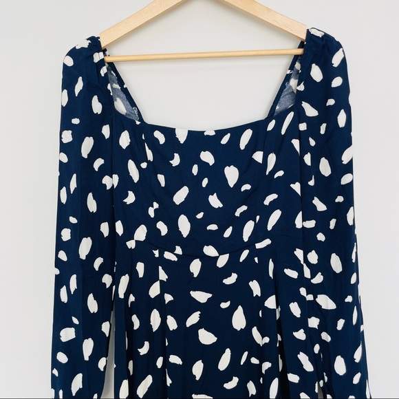 New! Reformation Sigmund Dress Splatter Print Navy Blue and White Size 2 - Picture 6 of 13